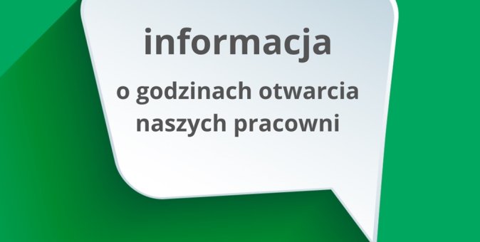 Informacja o godzinach otwarcia pracowni